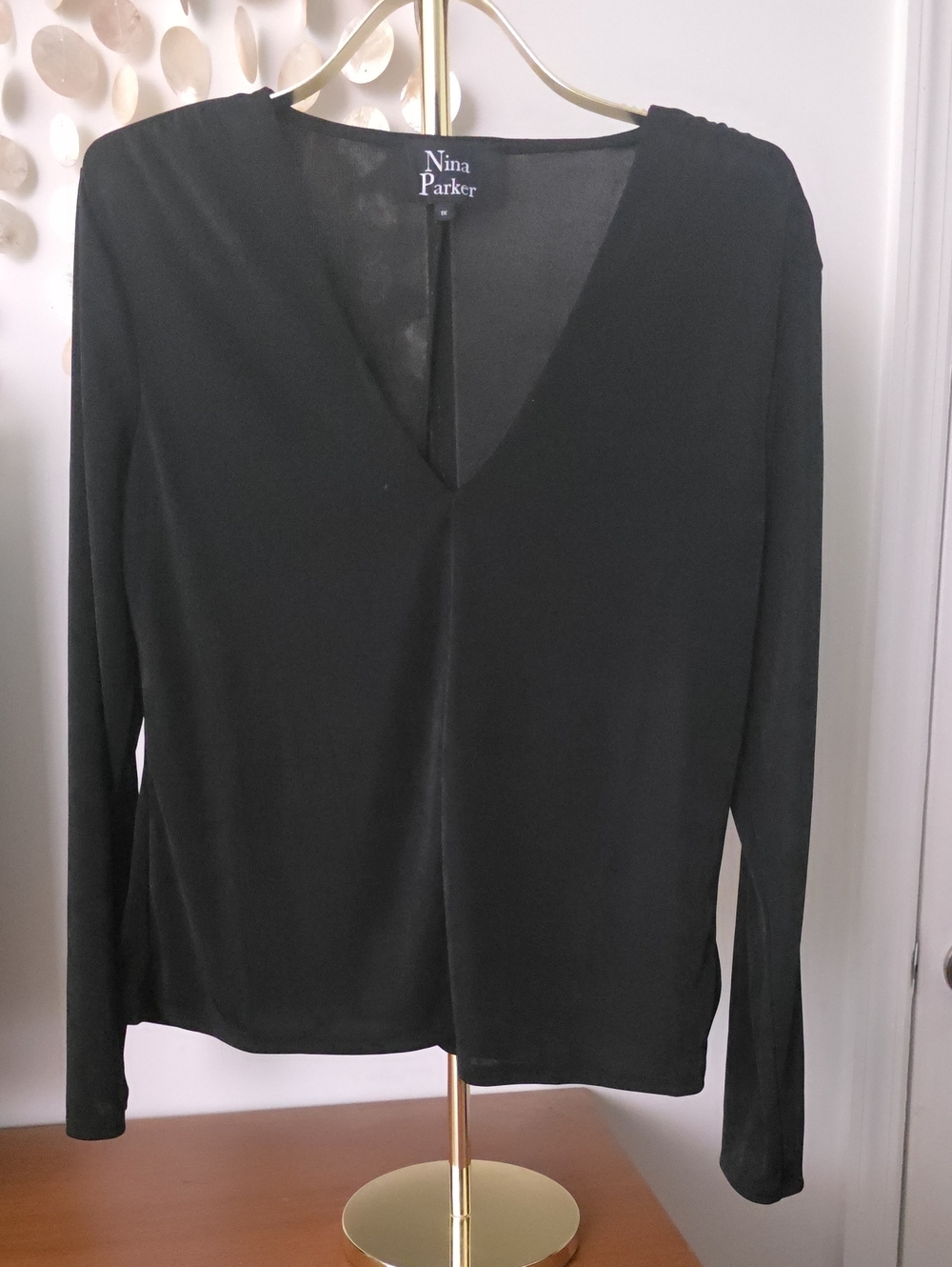 Parker Black V-Neck Long Sleeve Blouse